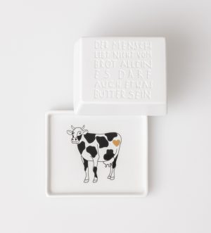 Butterdose 1/4 Der Mensch lebt nicht… 11x9,5x5,5cm